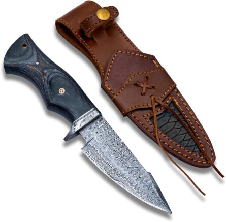 Premium Damascus steel Hunting Knife with Black Wood Handle