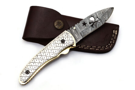 Damascus folding knife | Pocket knife with clip