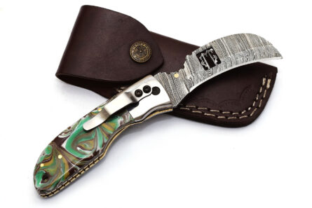 Custom Handmade Damascus Pocket knife | pocket knife with pocket clip