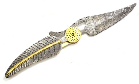 Premium custom handmade damascus pocket knife | Leaf style pocket knife with sheath