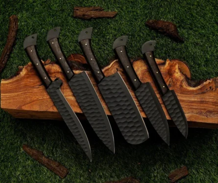 Custom Handmade Chef Knife Set –5 Piece Professional Kitchen Knives & Leather Roll Bag
