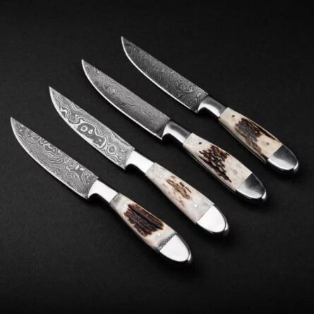Custom Handmade Chef Knife Set –4Piece Professional Kitchen Knives & Leather Roll Bag