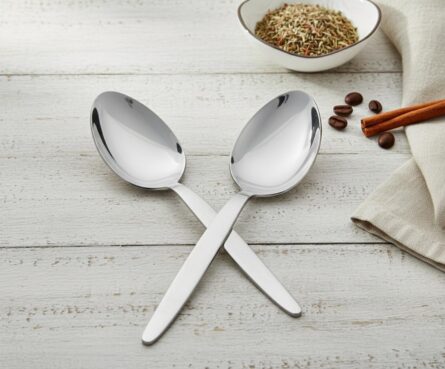 2-Pack Chef Kunz Spoon | Silver Stainless Steel 2 Tbsp Basting Spoon, 9 Inch Solid Sauce Spoons, Big Serving Spoons Stainless Steel, Plating & Quenelle & Cooking (Copy)