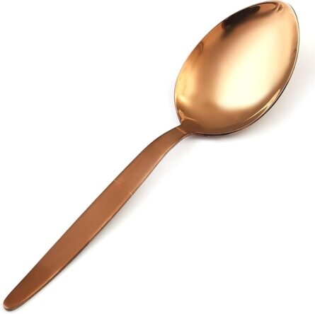 Chef Kunz Spoon Copper | Titanium Rose Gold 18/10 Stainless Steel Silver Cooking Serving Spoon | 9 Inch Saucing, Plating, Basting, Quenelle, Daily Chef Spoons